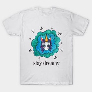 Stay Dreamy: Cute Unicorn Drawing Watercolor Illustration T-Shirt